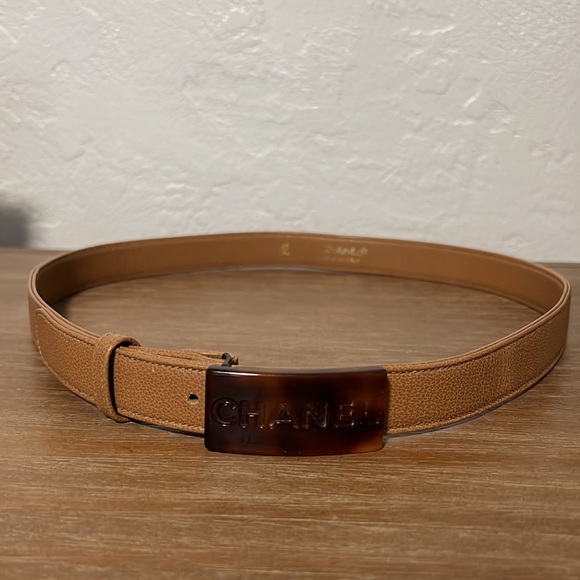 Chanel Brown Tortoise Shell Logo Belt - Picture 7 of 8